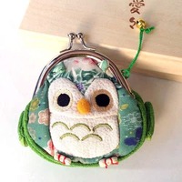 Vente en gros de petits chouettes brodées, porte-monnaie avec serrure, mini sac cosmétique pour filles et femmes, porte-monnaie