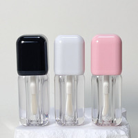 Tubes carrés de 4 ml pour gloss à lèvres, contenants vides pour gloss à lèvres, grand applicateur, emballage cosmétique rechargeable, flacon de gloss à lèvres