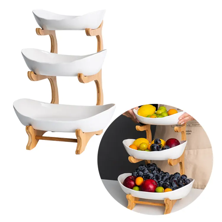 Bamboo and Ceramic Dinner Plate Set Modern Nordic Style Durable Kitchenware