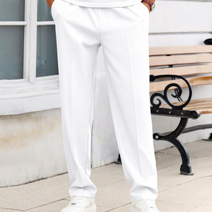Men's <b>White</b> Cotton Sweatpants Elastic Waist Drawstring Side Pockets Casual <b>Joggers</b> Breathable Lightweight Summer Wear - Product Image 6