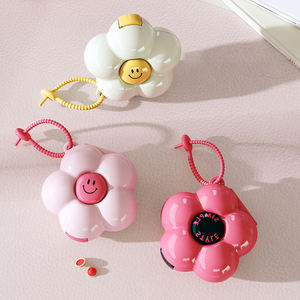 Boîte à pilules portable mini de voyage pour médicaments et vitamines, organisateur à 6 compartiments, boîte à pilules décorative en plastique, étui à pilules, pochette de sac à main - Product Image 2