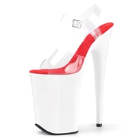 Sandales à plateforme compensée en PVC de 23 cm (9 pouces) avec doublure en PU, bout ouvert, talon ultra haut sexy, rehaussant la taille, pour la pole dance, pour femmes, été et printemps