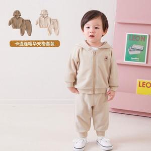 Ensemble layette 2 pièces de style preppy en coton pur gaufré de haute qualité pour nouveau-né - Product Image 3