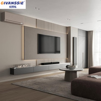 Meuble TV en bois de luxe moderne et réglable avec éclairage LED pour salon, appartement, hôtel - Vente en gros
