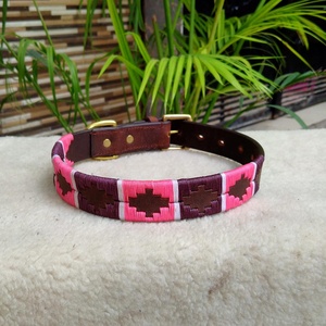 Mejor calidad 25 Mm/1 pulgada más ancho hilo hecho a mano costura diseño Polo cuero perro Collar latón sólido Hardware Animal patrón - Product Image 2