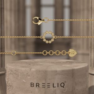 Bracelet en or blanc massif 14 carats avec diamants circulaires pour femme, élégant, chaîne à maillons ouverts, bijoux minimalistes, cadeau délicat - Product Image 3