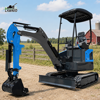 Produit phare : Excavatrice sur chenilles LAWNIO avec capot, chenilles en caoutchouc de 230 mm, pince hydraulique, pour travaux agricoles, de jardinage et de construction