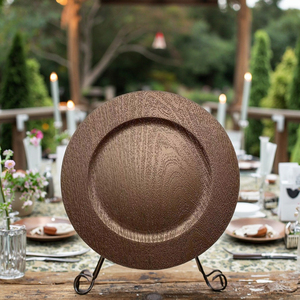 Platos de plástico decorativos con textura de <span class=keywords><strong>madera</strong></span> rústica moderna de 13 pulgadas para bodas, platos de plástico con diseño de <span class=keywords><strong>madera</strong></span>, venta al por mayor - Product Image 6