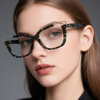 Gafas Ópticas de Acetato con Diseño Ojo de Gato, Doble Color, Gruesas, Unisex para Hombre y Mujer, Monturas de Gafas Personalizadas, Monturas de Acetato