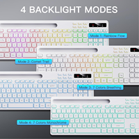 Teclado Inalámbrico Silencioso de 114 Teclas con Retroiluminación RGB de 2.4G, Soporte para Teléfono, Batería Recargable, Teclas Multimedia para IOS, Windows, PC, Blanco