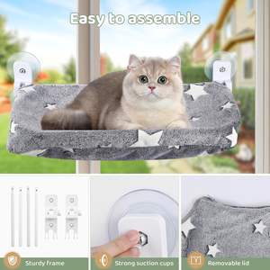 Hamaca Moderna para Gatos con Ventosa de Tela Oxford Rectangular, Nido Colgante Plegable, Percha para Ventana de Vidrio, Cama para Mascotas - Product Image 3