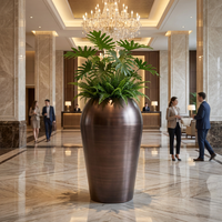 Grandes jardinières dorées d'extérieur, pots de fleurs modernes, fournisseurs de jardinières, vase de sol pour décoration intérieure