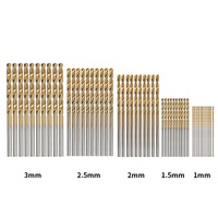Lot de 50 forets HSS 1/1,5/2/2,5/3 mm, en acier rapide, à queue droite, mini forets hélicoïdaux pour le travail du bois, du plastique et de l'aluminium