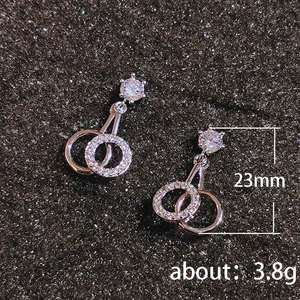 Orecchini pendenti rotondi minimalisti da donna, gioielli alla moda scintillanti - Product Image 5
