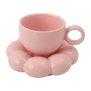 New Creative Eco-Friendly Custom Coffee <b>Tea</b> Cup Set Vintage Handmade Ceramic Cloud <b>Mug</b> with Tray for Business Gifts - Product Image 1