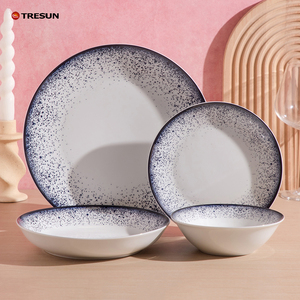 New Arrival Luxury Eco-Friendly Stoneware Dinnerware <b>Sets</b> with Blue Speckle Design for Home & Office Dining - Product Image 1
