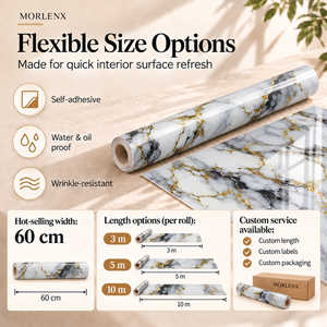 MORLENX Wit Grijs Zwart Marmer Zelfklevende Behangfolie Oliebestendig Waterdicht PVC Wand <span class=keywords><strong>Sticker</strong></span> voor Keuken Accentmuur - Product Image 2