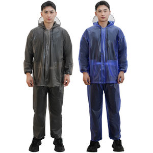 Suministro directo de fábrica muestra aceptable poliéster Pvc impermeable reflectante con capucha hombres impermeable Terno - Product Image 4