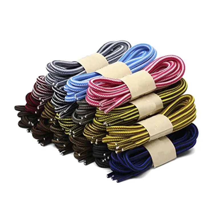 Wholesale Boot Laces Hiking Walking Boot Shoelaces Round Rope Dual Coloured Striped Shoe Lace Strings