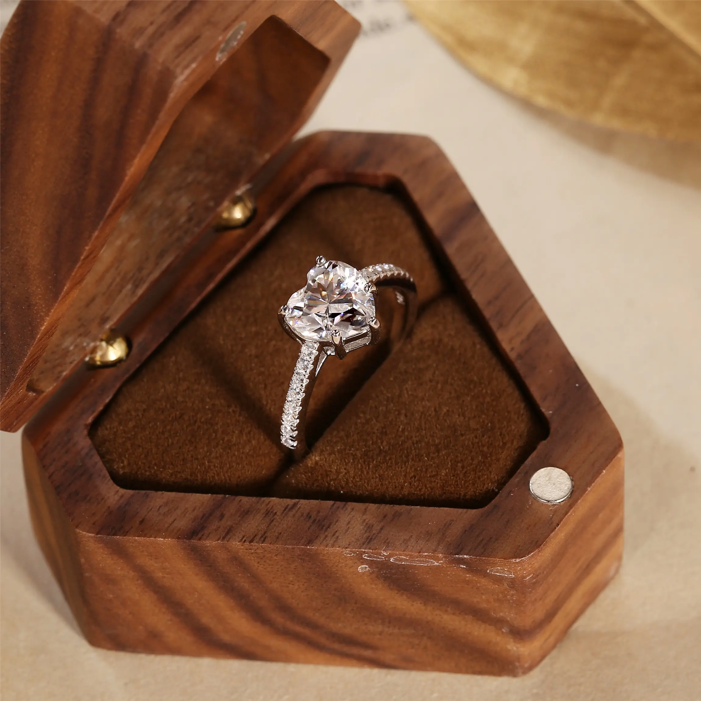Moissanite Side Stone Heart Shape Ring 925 Silver 2ct 8mm Heart Moissanite Engagement Anniversary Ring