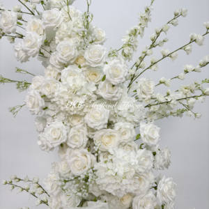 Arco de Flores Artificiales de Seda Blanca Personalizado DKB para Decoración de Entrada de Bodas con 6-7 pies de Altura - Product Image 3