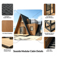 Casa Modular de 2 Pisos Personalizada de Fábrica, Revestimiento de Madera, Estructura de Acero, Villa Móvil de Ocio, Oficina, Escuela, Escaleras, Balcón