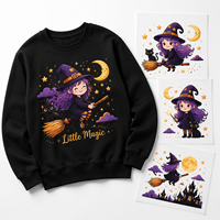 Transfert DTF Prêt à Presser Motif Maison Citrouille d'Halloween Mignonne et Cottage Fantôme pour Sweat-shirt, Hoodie, Décalcomanie DIY à Repasser