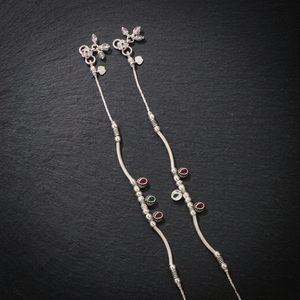Chevillères en argent sterling 925 avec breloques en pierres précieuses colorées, design traditionnel élégant pour femmes et filles - Product Image 4