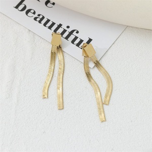 New Arrival Gold Plated Cz Zircon <b>Earring</b> Round Pendant Tassels <b>Stud</b> <b>Earring</b> - Product Image 3