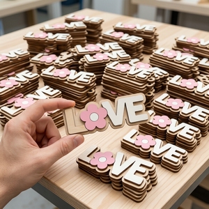 Adorno de Madera con Letras de AMOR Personalizables, Arte en Madera Cortado con Láser para Decoración del Hogar y Regalo del Día de San Valentín - Product Image 1