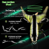 Leurre artificiel CHEERY, appât dur à queue rigide, simulation double vibration, nage en S, leurre bionique avec hameçons pour la pêche