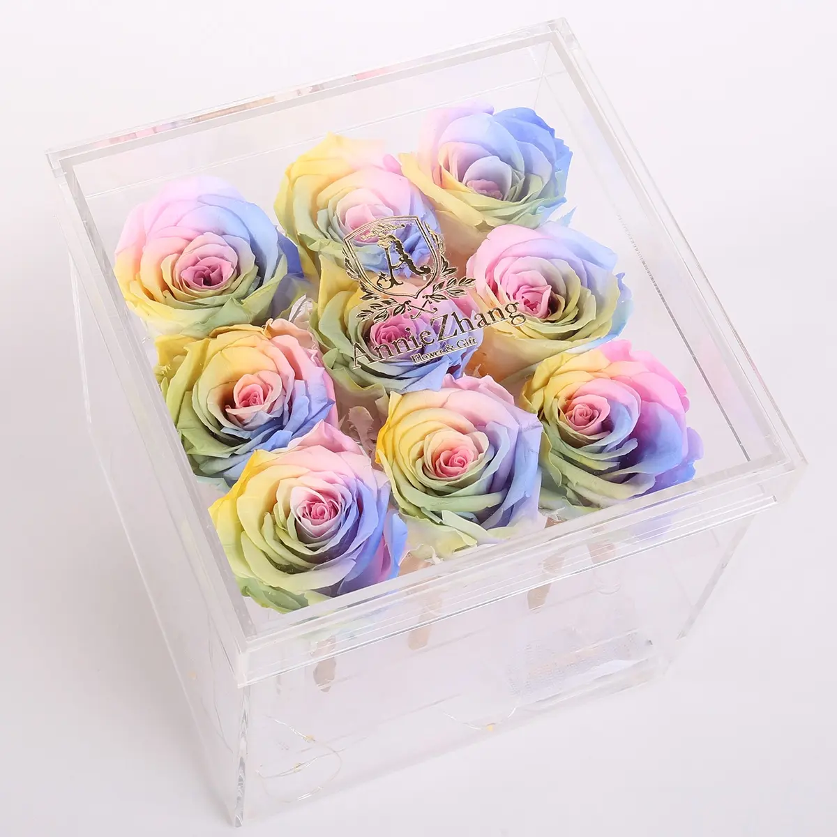 4-5 cm sonsuz sonsuz korunmuş güller akrilik kutu