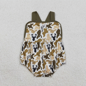 Rompers de camuflaje sureño con tirantes para bebés varones hermanos - Product Image 2