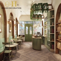Meubles de boulangerie sur mesure pour boulangerie verte, vitrine à gâteaux, desserts et pains, comptoir de présentation en verre pour boulangerie