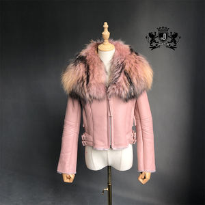 Chaqueta de piel de oveja auténtica para mujer, <span class=keywords><strong>abrigo</strong></span> de piel de mapache auténtica, chaquetas y abrigos para mujer, chaqueta de cuero para mujer - Product Image 1