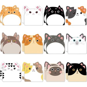Bloc-notes autocollants pour élèves du primaire transfrontalier, motif chat mignon de dessin animé, adhésif ultra-résistant, personnalisable - Product Image 2