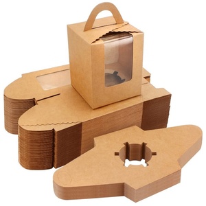 กล่องกระดาษคราฟท์สำหรับงานแต่งงาน กล่องใส่อาหาร กล่องใส่ผลไม้ กล่องอาหารกลางวัน กล่องใส่เค้ก พร้อมหน้าต่างใส - Product Image 3