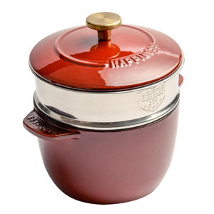 Petite casserole ronde <span class=keywords><strong>française</strong></span> <span class=keywords><strong>en</strong></span> <span class=keywords><strong>fonte</strong></span> émaillée rouge avec couvercle <span class=keywords><strong>en</strong></span> <span class=keywords><strong>fonte</strong></span>, deux poignées, écologique - Product Image 3