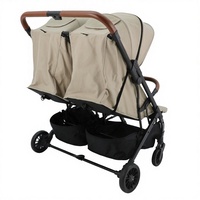 Poussette double pliable portable, poussette double à 4 roues, légère, pliage à une main, cadre en alliage d'aluminium, tissu métallique de voyage