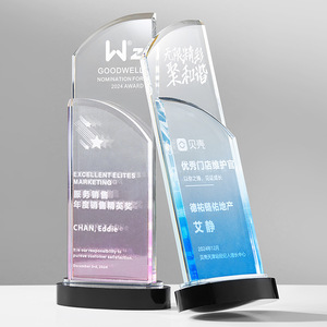 Crystal <b>Trophy</b> Laser <b>Engraved</b> Gradient Color Business Gift Award Supplies Free Form Occasion - Product Image 4
