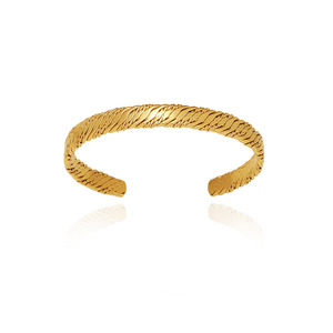 Bracelet jonc torsadé en acier titane plaqué or 18 carats, style INS, minimaliste et luxueux, motif blé, manchette ouverte, bracelet tressé torsadé, ne ternit pas - Product Image 1