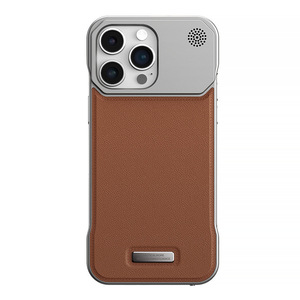 17 प्रो अधिकतम धातु पेंट के लिए अनुकूलित उच्च गुणवत्ता वाले चमड़े के सुगंधित चुंबकीय लक्जरी फोन मामले 360 सुरक्षा कार्ड धारक - Product Image 5