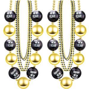 Vente en gros de colliers de perles de bonne année 2025 or noir 33 ''colliers de perles boule Jumbo coffret cadeau décorations de fête - Product Image 1