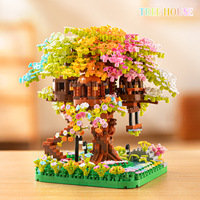 Jouet éducatif en blocs de construction en plastique, micro-particules, fleurs de cerisier, maison dans les arbres, pour filles de 14 ans et plus, vente en gros, cadeau