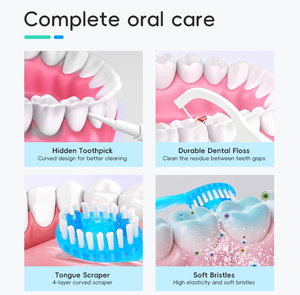 <span class=keywords><strong>Toocare</strong></span> 5 en 1 Brosse à dents rafraîchissante à billes de menthe, cure-dents, brosse à langue, poignée antidérapante, doux pour les gencives - Product Image 5