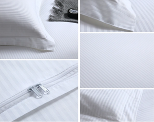 100% cotton trắng 1cm sọc 300tc satin dệt vải cho nữ hoàng Kích thước bedcover Set khách sạn bedsheets bedding Set - Product Image 2