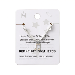 Bracelet en acier inoxydable avec note musicale argentée, nœud à sept étoiles, PULSERA, bijoux faits à la main - Product Image 2