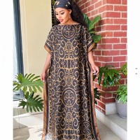 Kaftan décontracté ample à manches courtes et imprimé floral, longueur cheville, en soie, grande taille, élégant, pour femme africaine, drapé, ODM, été 2026