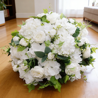 Boule de fleurs artificielles de haute qualité (rose et hortensia) pour centre de table de mariage, décoration en soie pour scène, vitrine et hall d'exposition