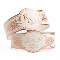 Bandes de cigares personnalisées pour mariage, initiales sur mesure, motif floral, feuille d'or rose, étiquettes cadeaux pour garçons d'honneur, décoration de fête de bachelier de luxe